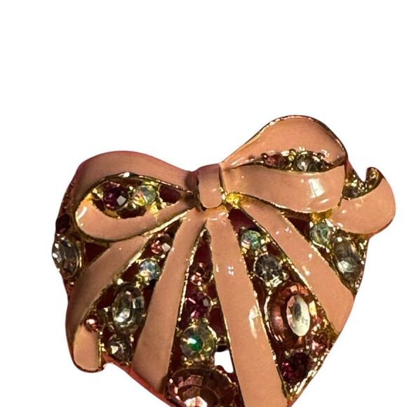 Holiday Lane Pink and Gold Heart Brooch - Picture 2 of 4
